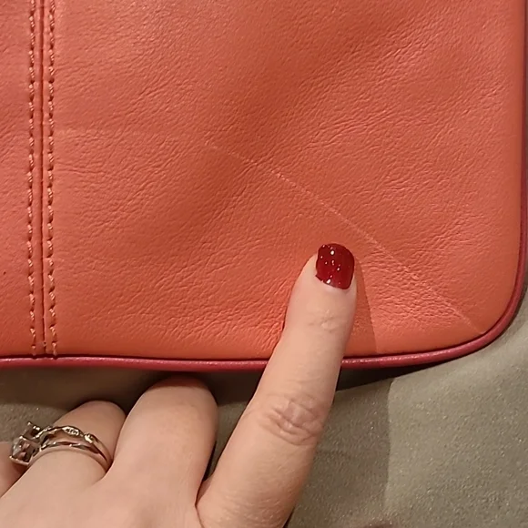 Vintage Coach mini crossbody leather fushia / salmon pink contrast - Picture 4 of 10